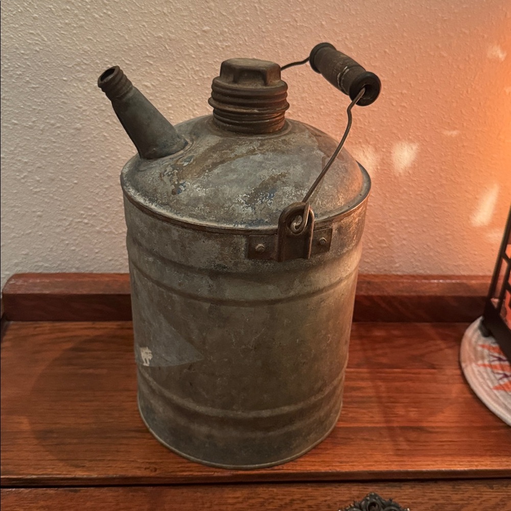 VTG Galvanized Fuel Can with Wooden Handle